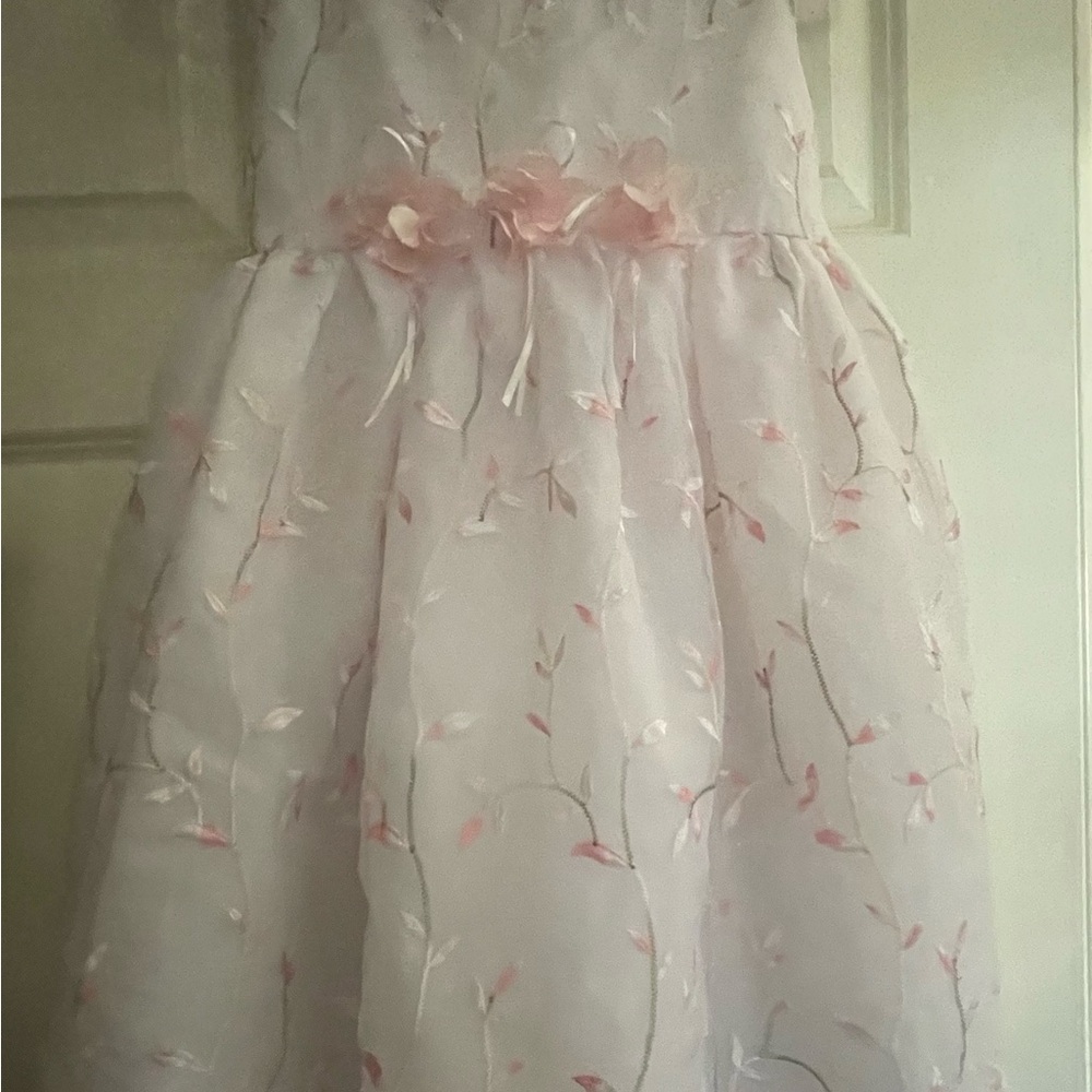 Charming Floral Kids Dress in Soft Pink